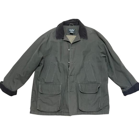 Eddie Bauer‎ Men's XL Green Barn Coat Cotton Canvas Corduroy Collar Chore Coat - Picture 1 of 9